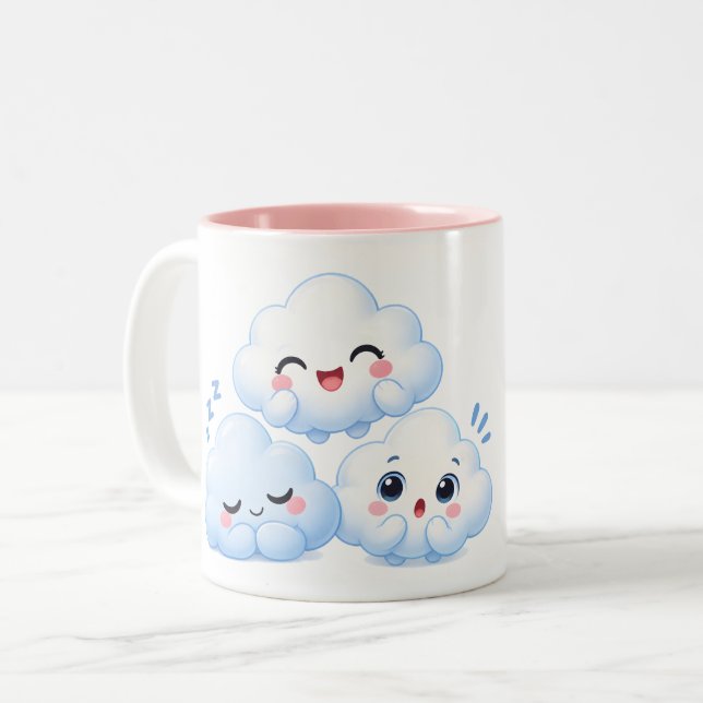 Caneca De Café Em Dois Tons Trio de Amigos Nuvens (Frente Esquerda)