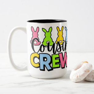 Caneca De Café Em Dois Tons Trio de Primos Coelhos de Páscoa Coloridos