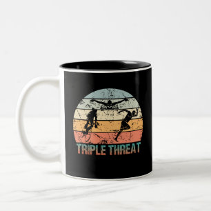 Caneca De Café Em Dois Tons Tripla Ameaça - Atleta Triathlon
