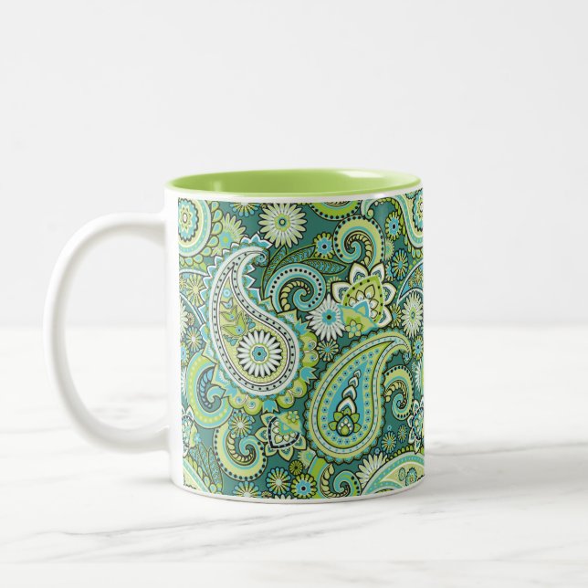 Caneca De Café Em Dois Tons Trippy Hippy Retro Paisley (Esquerda)