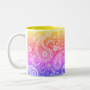 Caneca De Café Em Dois Tons Trippy Hippy Retro Paisley Coffee Mug De Dois Tons