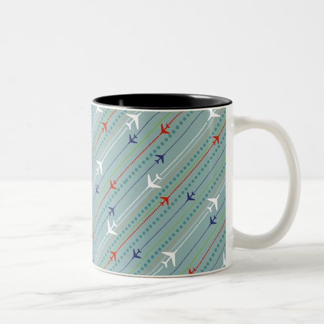 Caneca De Café Em Dois Tons Troço de padrão do avião (Direita)