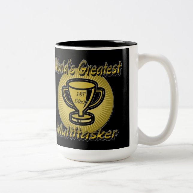 Caneca De Café Em Dois Tons Troféu de Melhor Multitarefa do Mundo (Direita)