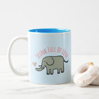 Caneca De Café Em Dois Tons Tromba Cheia de Amor Elefante Fofo Rabisco