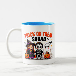 Caneca De Café Em Dois Tons Tropa de Doçuras ou Travessuras Amigos Fofos de Ha