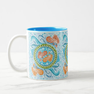 Caneca De Café Em Dois Tons Tropical Koi Mandala