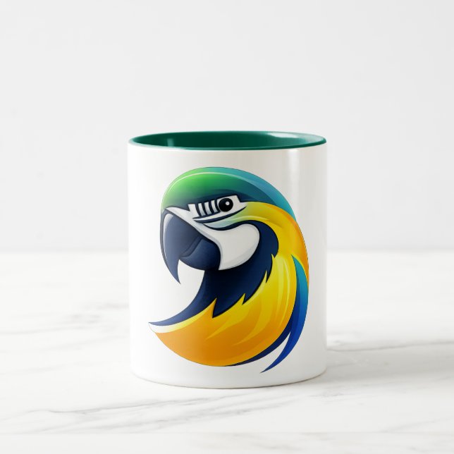 Caneca De Café Em Dois Tons Tropical Parrot Illustration (Centro)