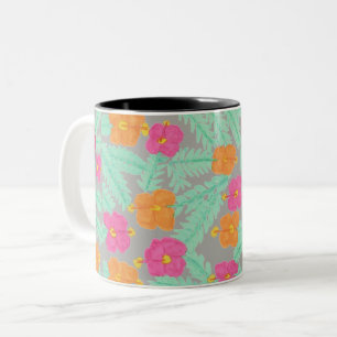 Caneca De Café Em Dois Tons Tropical Selva Floral Mug