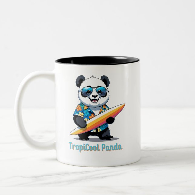 Caneca De Café Em Dois Tons TropiCool Panda - Bonita Cartoon Panda - Havaí (Esquerda)