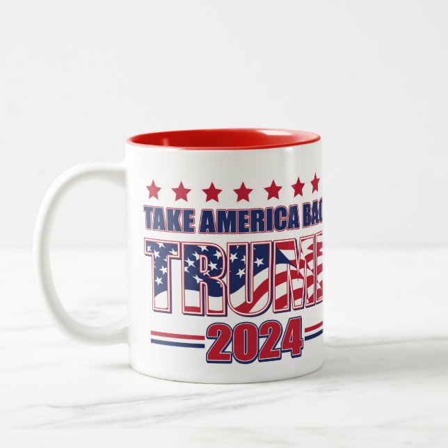 Caneca De Café Em Dois Tons Trump 2024 - Retomar a América (Esquerda)