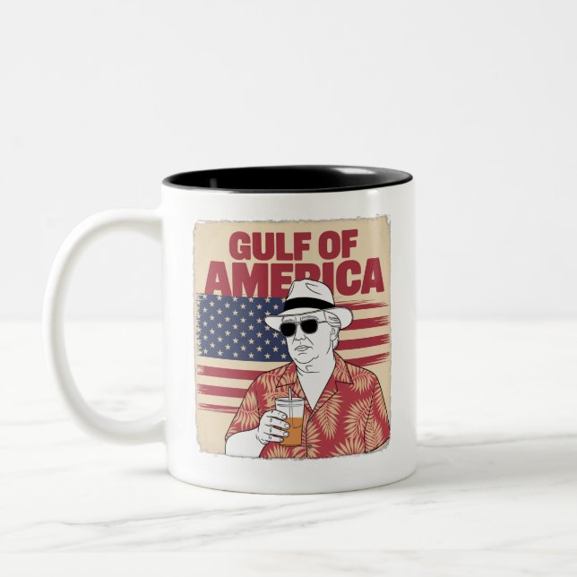 Caneca De Café Em Dois Tons Trump America's Golfo do México Presidente Trump (Esquerda)
