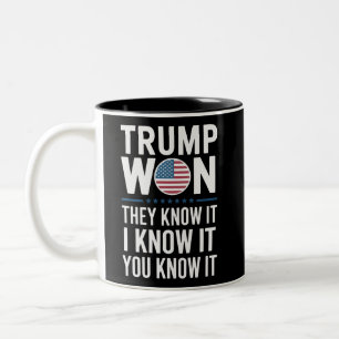 Caneca De Café Em Dois Tons Trump Ganhou Eles Sabem Disso 2024 47º Presidente