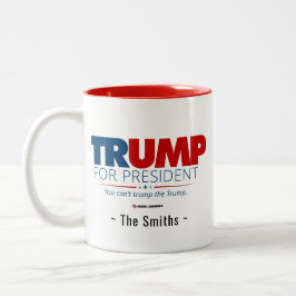 Caneca De Café Em Dois Tons Trump para o presidente Adicionar seu nome de famí