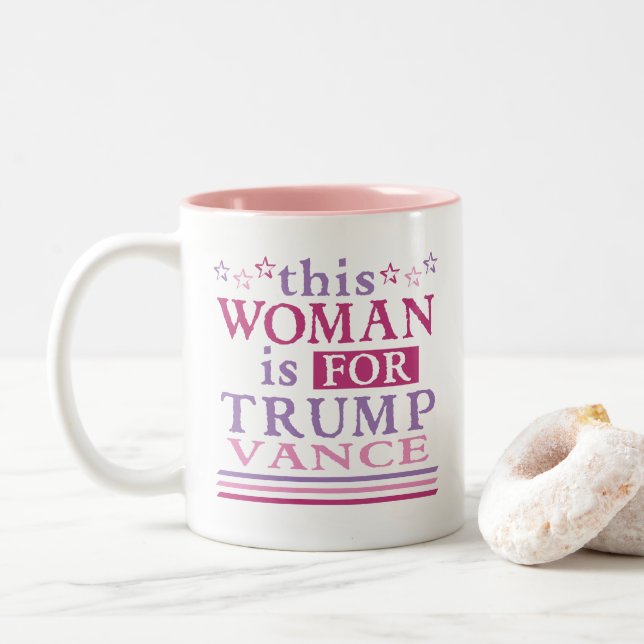 Caneca De Café Em Dois Tons Trump Vance - esta mulher é para (Com Donut)