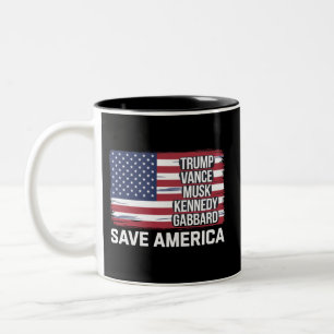 Caneca De Café Em Dois Tons Trump Vance Musk Kennedy Gabbard 2024 Salve a Amér
