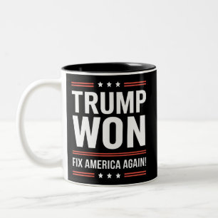 Caneca De Café Em Dois Tons Trump Won MAGA Trump venceu 2024 Fix America novam