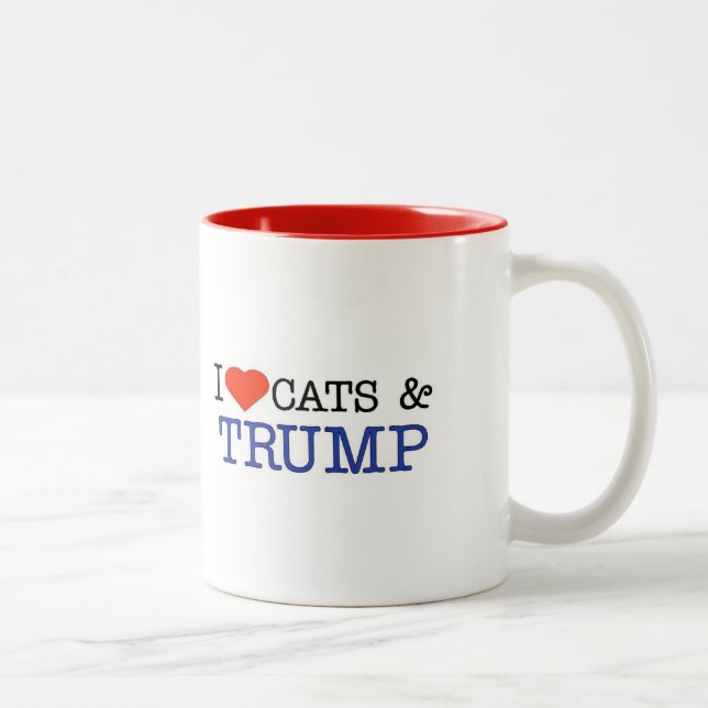 Caneca De Café Em Dois Tons Trunfo dos gatos do amor (Direita)
