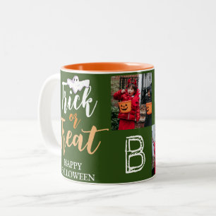 Caneca De Café Em Dois Tons Truque ou Tratar Foto da Família Spooky Hallowee