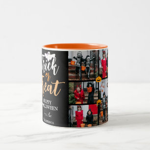 Caneca De Café Em Dois Tons Truque ou Tratar Foto da Família Spooky Hallowee