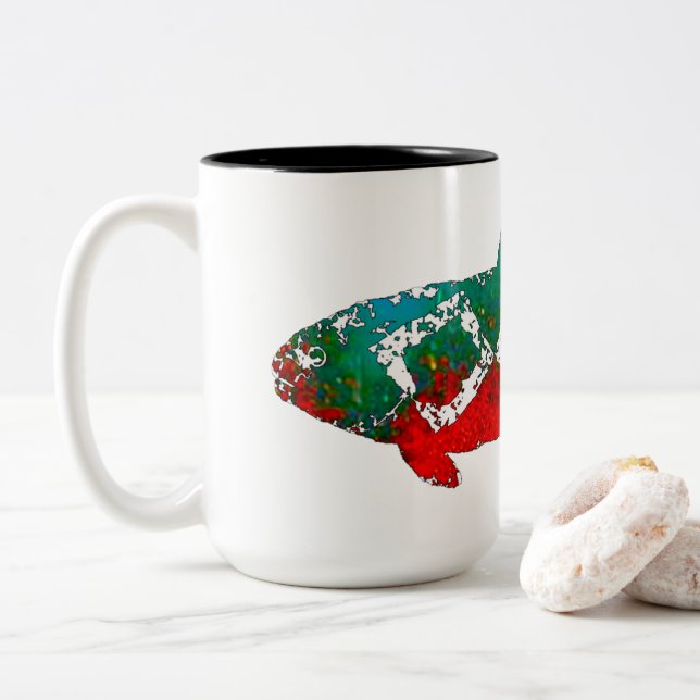 Caneca De Café Em Dois Tons Truta de Rocha (Com Donut)