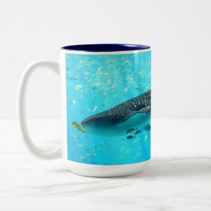 Caneca De Café Em Dois Tons Tubarão de baleia azul legal do na moda chique da