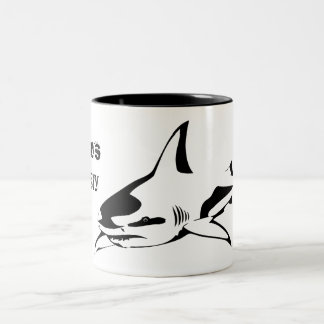 Caneca De Café Em Dois Tons Tubarão - sempre com fome