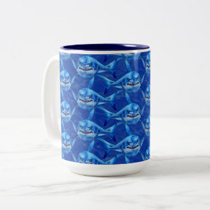 Caneca De Café Em Dois Tons Tubarões Famintos 