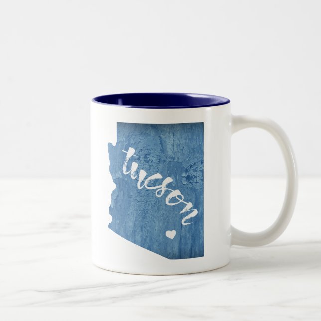 Caneca De Café Em Dois Tons Tucson Arizona Madeira Grain (Direita)