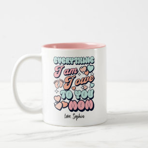 Caneca De Café Em Dois Tons Tudo o que Sou Devo a Você Mãe