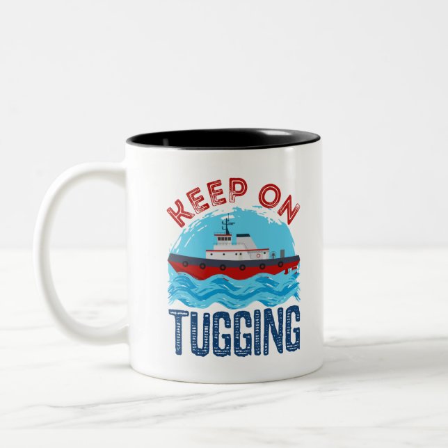 Caneca De Café Em Dois Tons Tugboat continua a puxar (Esquerda)