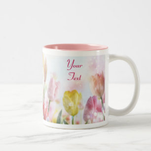 Caneca De Café Em Dois Tons Tulipas de Páscoa de Pastel