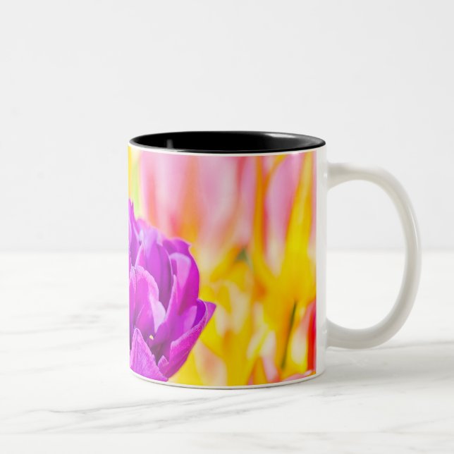 Caneca De Café Em Dois Tons Tulipas Encantando 15 (Direita)