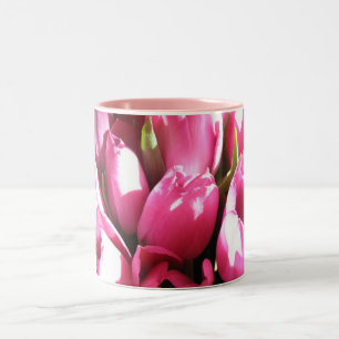 Caneca De Café Em Dois Tons Tulipas Rosa