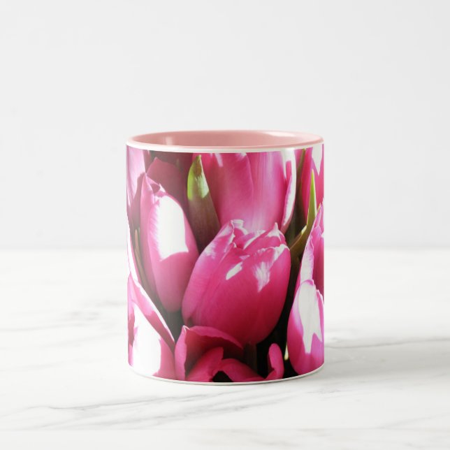 Caneca De Café Em Dois Tons Tulipas Rosa (Centro)
