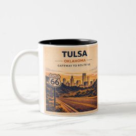 Caneca De Café Em Dois Tons Tulsa Amanhecer ao Longo do Cafe America's Main St