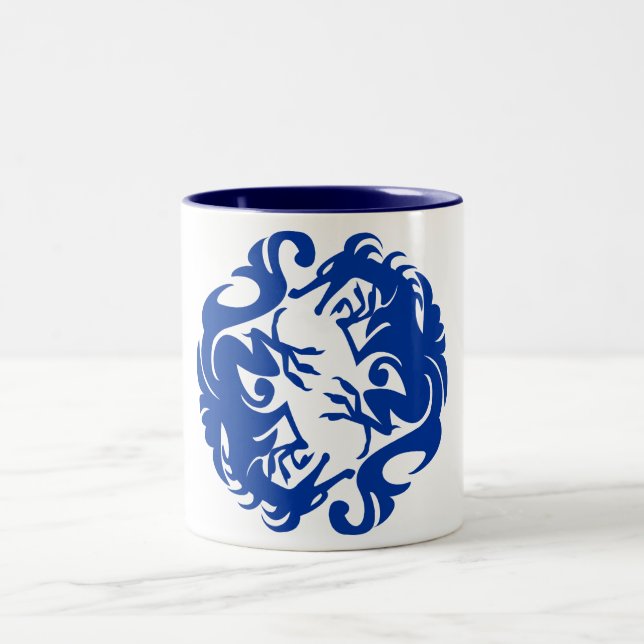 Caneca De Café Em Dois Tons Tumba de dois tons de dragão azul (Centro)
