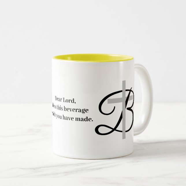 Caneca De Café Em Dois Tons Tumg de bebida personalizada com bênção religiosa  (Frente Esquerda)