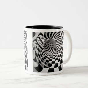 Caneca De Café Em Dois Tons Túnel de Arte Op, Mug de dois tons, 11 oz