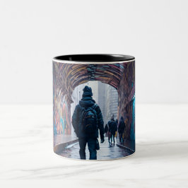 Caneca De Café Em Dois Tons Túnel De grafite De Arte