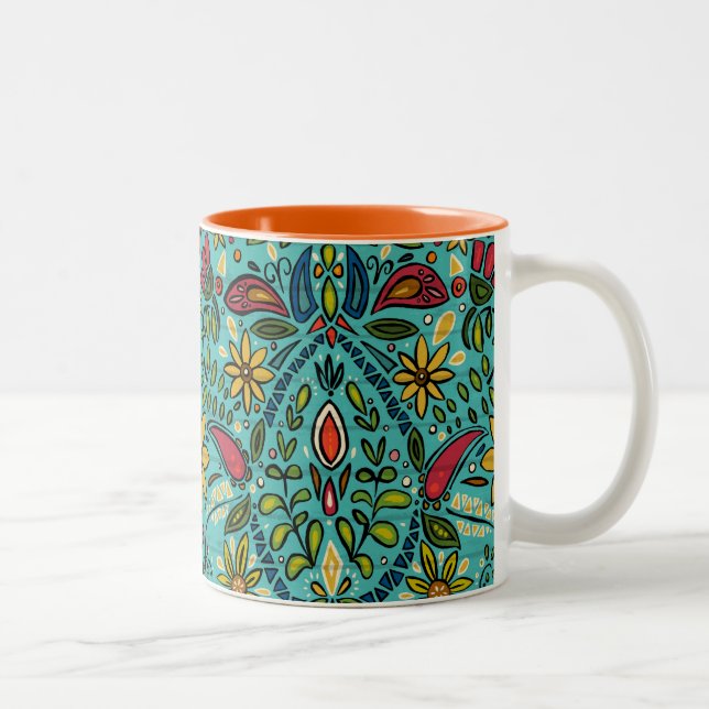 Caneca De Café Em Dois Tons turquesa do aziza (Direita)