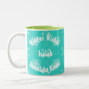 Caneca De Café Em Dois Tons Turquesa do Sudoeste e Floco de Neve