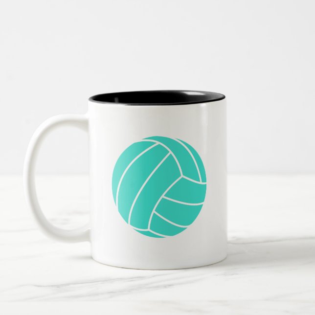 Caneca De Café Em Dois Tons Turquesa; Voleibol do verde azul (Esquerda)
