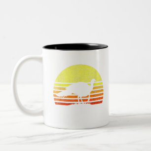 Caneca De Café Em Dois Tons Turquia Caça Pássaros De Pássaros Do Sol Retroto