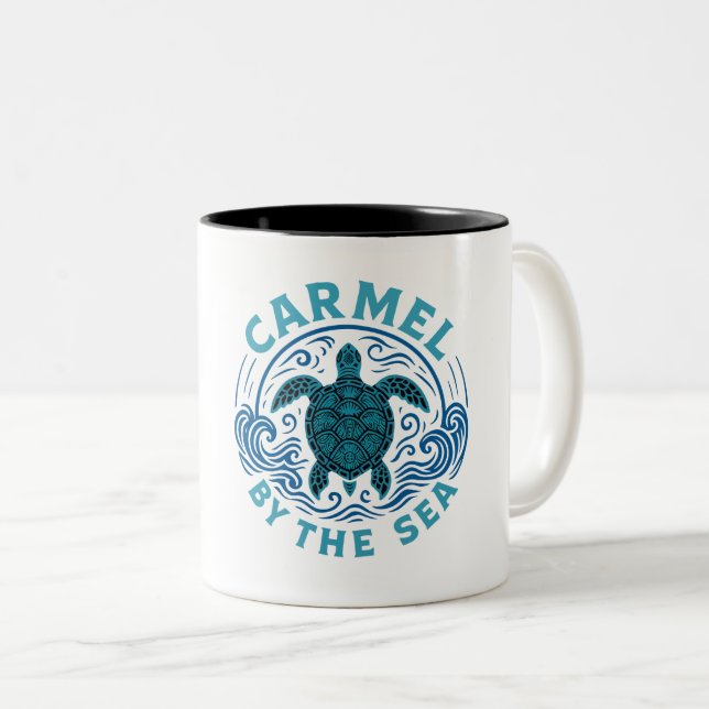 Caneca De Café Em Dois Tons Turtel Carmel na Califórnia da praia (Frente Esquerda)