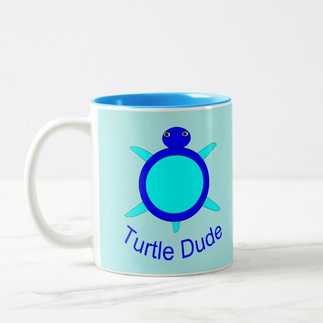 Caneca De Café Em Dois Tons Turtle Duo Moga Azul Brilhante (Esquerda)