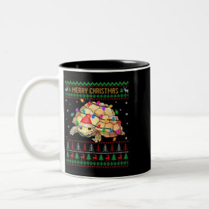 Caneca De Café Em Dois Tons Turtle Ugly Christmas Sweater Papais noeis Turtle