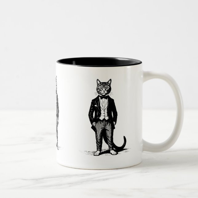 Caneca De Café Em Dois Tons Tuxedo Classy Cat (Direita)