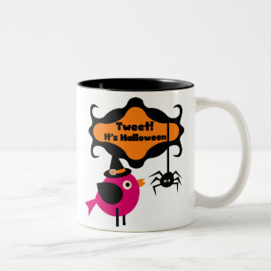 Caneca De Café Em Dois Tons Tweet Halloween T-shirts e presentes