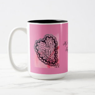 Caneca De Café Em Dois Tons Twin Hearts Romantic Mug