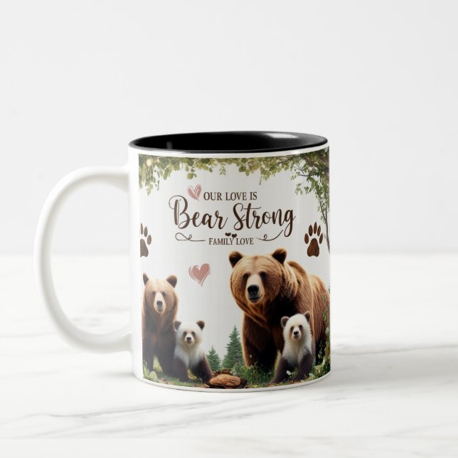 Caneca De Café Em Dois Tons Two-Tone Mug Bear Strong Family Love Woodland  (Esquerda)